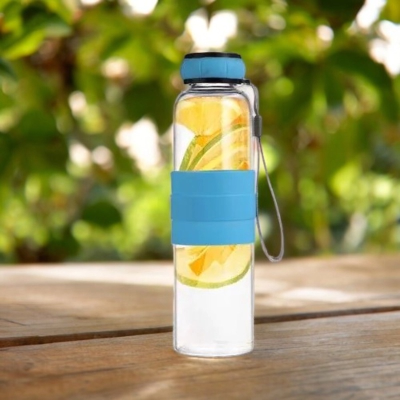Picture of 550ml Portable Multicolor Glass Water Bottle with Rope, Travel Outdoor Fruit Juice Kettle-Clear