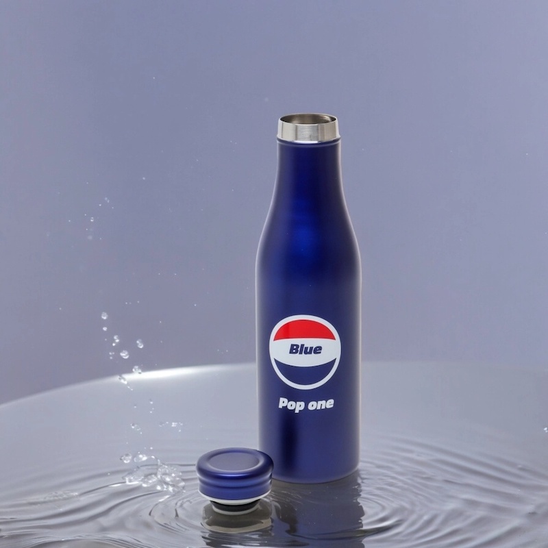 Picture of PepsiLogo-Best Stainless 500ml Water Bottle, Vacuum Blue Drinking Bottle, 1 pcs-Blue