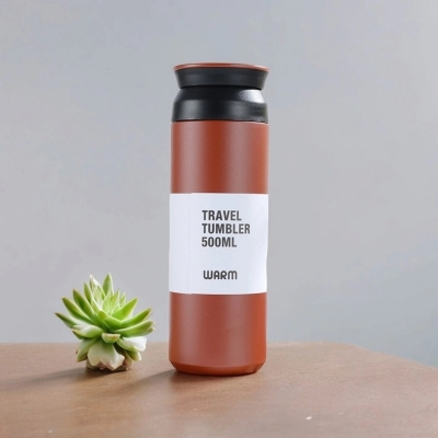 Picture of Portable Thermal Bottle for Outdoor Camping, Hiking, Driving, and Drinking - Red 1pc 500ml Stainless Steel Vacuum Flask with Leakproof Lid-Red