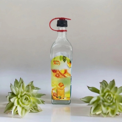 Picture of Glass Water Bottle with Lid, Clear Color, 1 Liter Capacity, Long Bottle, 1000ml-Clear
