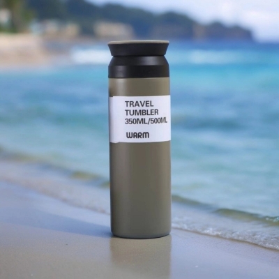 Picture of 1pc 500ml Stainless Steel Vacuum Flask with Leakproof Lid - Grey Insulated Cup for Heat and Cold Retention, Ideal for Outdoor Activities-Green