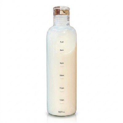Picture of Glass Water Cup with Time Scale, 500ML Transparent Small Mouth Drinking Bottle-Clear