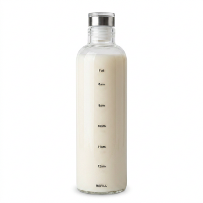 Picture of 500ML Time Scale Glass Water Cup, Transparent Drinking Bottle with Small Mouth-Clear