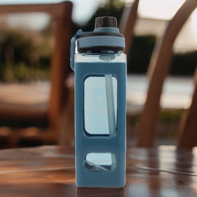 Picture of BPA-free Blue Fitness Water Cup, 700ml Sports Bottle with Straw, Good Sealing-Blue