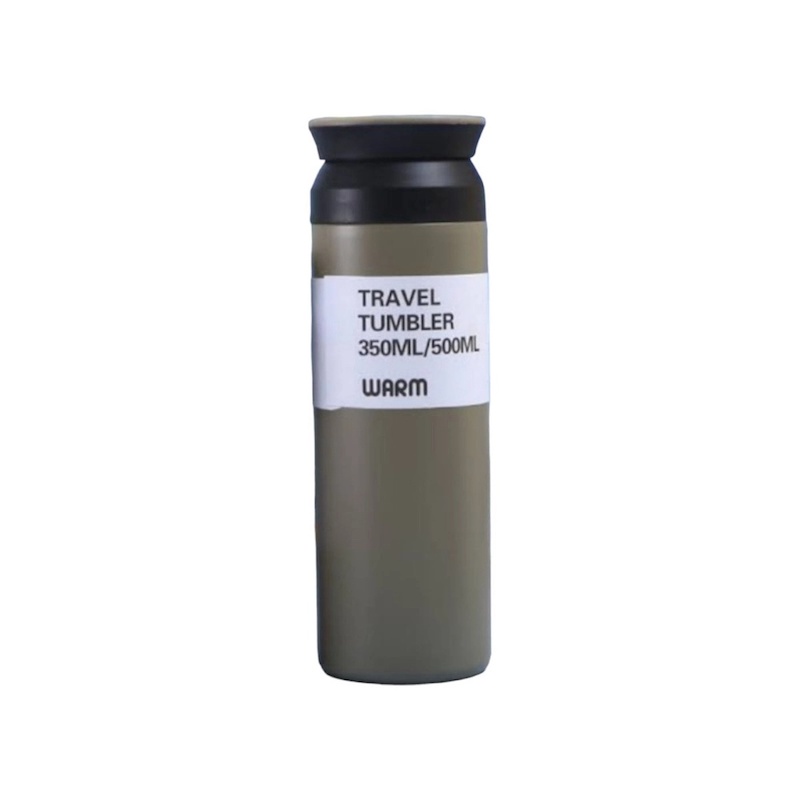 Picture of Portable Thermal Bottle for Outdoor Camping, Hiking, Driving, and Drinking - Grey 1pc 500ml Stainless Steel Vacuum Flask with Leakproof Lid-Green