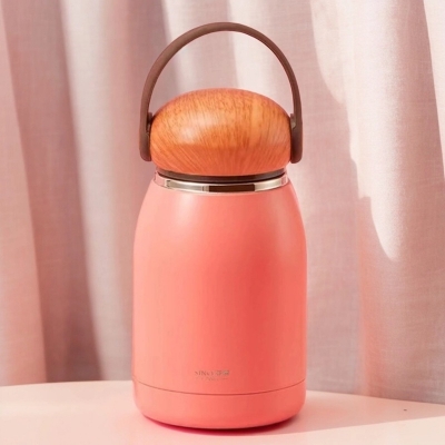 Picture of 304 Stainless Steel Travel Mug, Pink Insulated Coffee Cup, 300ml Water Thermos-Pink