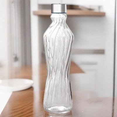 Picture of 1 pcs Glass Water Bottle, 1 Liter Capacity, High Quality, 1000ml Drinking Bottle-Clear
