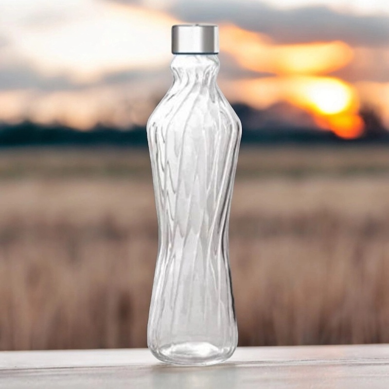 Picture of 1 pcs Glass Water Bottle, 1 Liter Capacity, High Quality, 1000ml Drinking Bottle-Clear