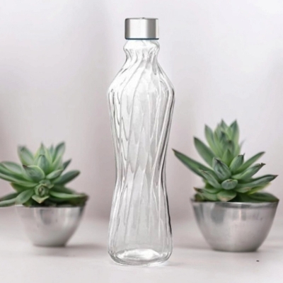 Picture of 1 pcs Glass Water Bottle, 1 Liter Capacity, High Quality, 1000ml Drinking Bottle-Clear