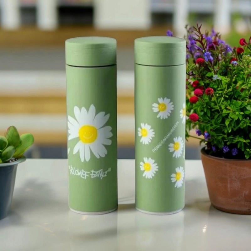 Picture of 300ml Flower Print Glass Water Bottle, 1 pcs-Multicolor