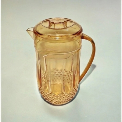 Picture of 2L Exclusive Water Jug - Transparent, Anarkoli Plastic, Golden Color Crystal, 1 Piece-Gold