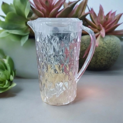 Picture of Transparent Diamond Water Jug – 2.25L Acrylic Plastic (1 Pc)-Clear