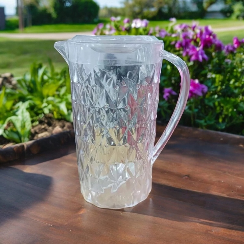Picture of Transparent Diamond Water Jug – 2.25L Acrylic Plastic (1 Pc)-Clear