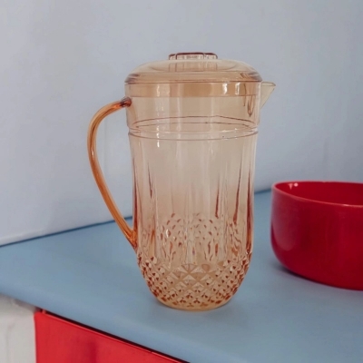 Picture of Golden 2L Classic Water Jug - Anarkoli Plastic, Transparent Exclusive Crystal Design-Gold