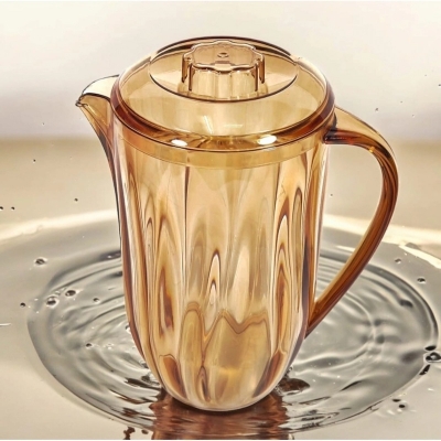 Picture of 2L Premium Water Jug - Transparent, Plastic, Golden Color, 1 Piece-Gold
