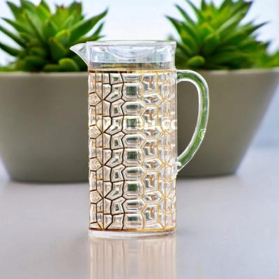 Picture of Same as Picture Thin Golden Pattern Water Juice Jug - 2 Liter Acrylic, Eco-Friendly Drinking Pitcher-Gold