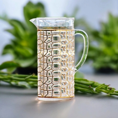 Picture of Same as Picture Thin Golden Pattern Water Juice Jug - 2 Liter Acrylic, Eco-Friendly Drinking Pitcher-Gold