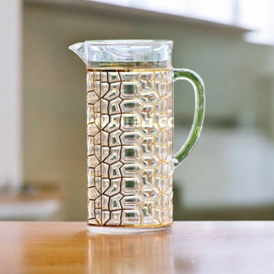 Picture of Same as Picture Thin Golden Pattern Water Juice Jug - 2 Liter Acrylic, Eco-Friendly Drinking Pitcher-Gold