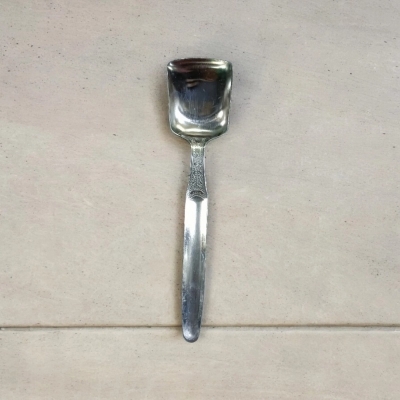 Picture of 22cm Stainless Steel Square Serving Spoon, 1 pcs Kitchen Cutlery Tool, Silver-Silver