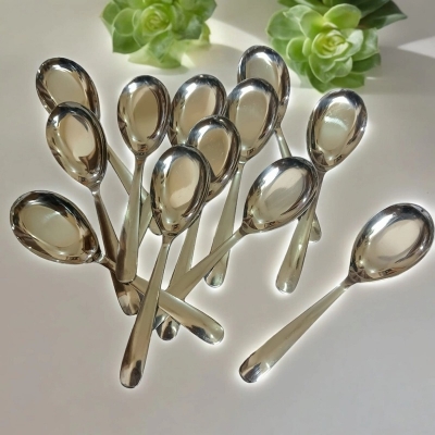 Picture of Lionel-12 pcs set Sup Spoon Lionel Thai Chinese Stainless Steel Soup Spoons silver color 16 cm Long (12pcs set)-Silver
