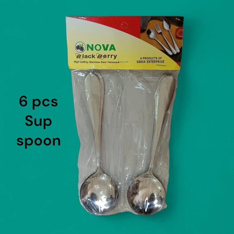 Picture of Nova-Soup Spoon of 6, 5  Stainless Steel Titanium Plating Shiny silver Round Spoons Silverware, silver sup Spoon Set Sturdy Easy to Clean, Dishwasher Safe-Silver