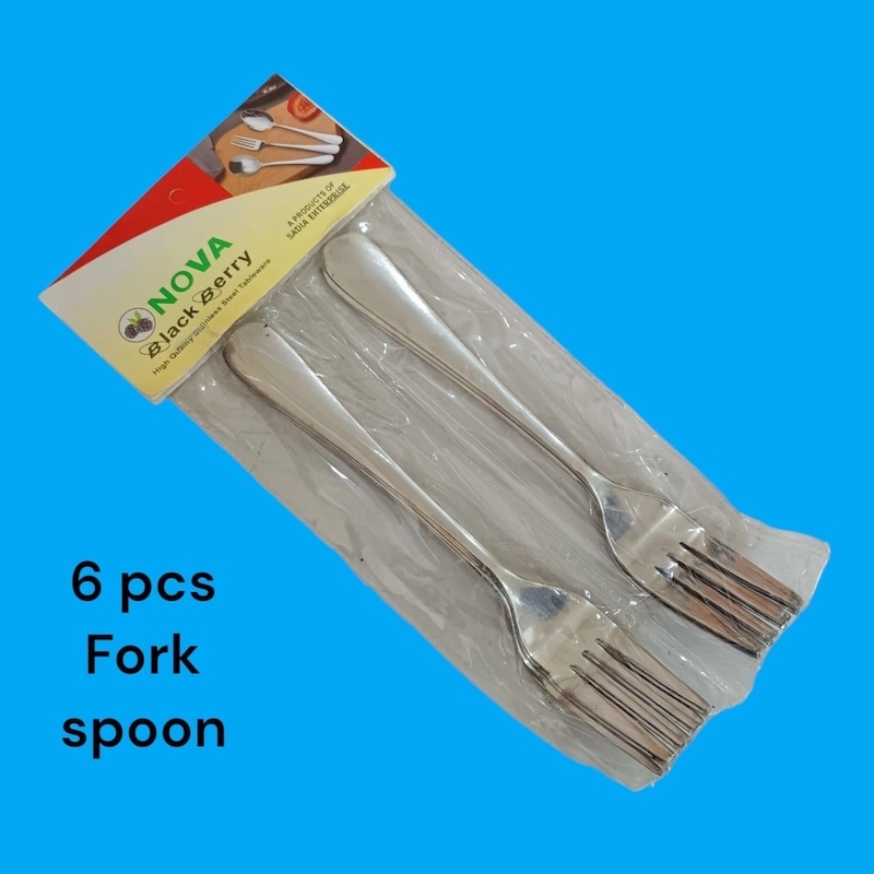 Picture of Nova-Fork Spoon 6 pcs set Stainless Steel mirror polish Shiny silver fork Spoons Silverware, silver fork Spoon Set Sturdy Easy to Clean, Dishwasher Safe-Silver