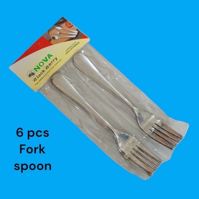 Picture of Nova-Fork Spoon 6 pcs set Stainless Steel mirror polish Shiny silver fork Spoons Silverware, silver fork Spoon Set Sturdy Easy to Clean, Dishwasher Safe-Silver