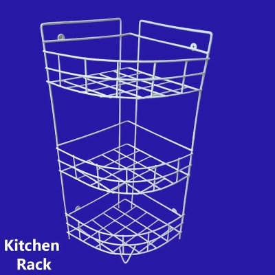 Picture of 3 Steps Hanging Corner Storage Rack Organizer Kitchen Rack Furniture Space Savers - Maximize Space With This 3-Step Hanging Corner Storage Rack made is high quality iron stick white color-White