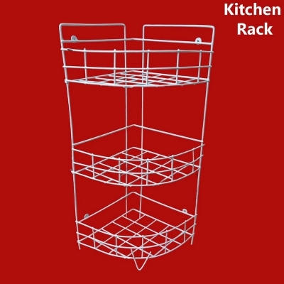 Picture of 3 Steps Hanging Corner Storage Rack Organizer Kitchen Rack Furniture Space Savers - Maximize Space With This 3-Step Hanging Corner Storage Rack made is high quality iron stick white color-White
