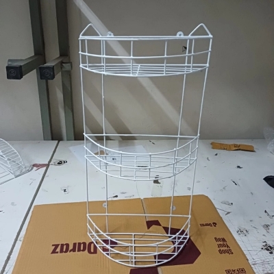 Picture of 2 pcs set 3 Step D-Shaped Walls For The Kitchen Hanging Rack - Optimize Your Kitchen Storage With This D-Shaped Hanging Rack, made is high quality iron stick white colour combo pack-White