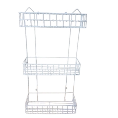 Picture of 2 pcs set, 3 Step square shape Walls For The Kitchen Hanging Rack - Optimize Your Kitchen Storage With This square shape Hanging Rack made is high quality iron stick white colour made is high quality iron stick white colour combo pack-White