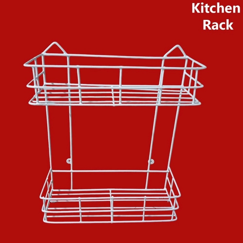 Picture of 2 Layer Wall Hanging Storage - Maximize Your Storage Space With This Convenient Wall Hanging Storage Solution , made is high quality iron stick white colour-White