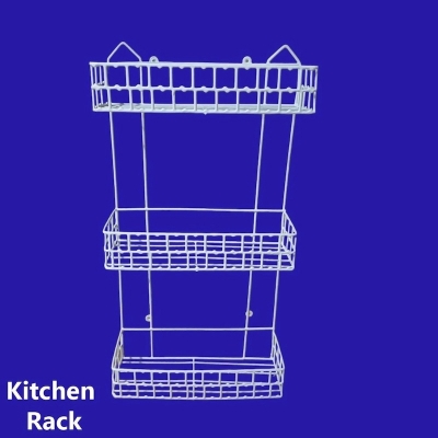 Picture of 3 Step square shape Walls For The Kitchen Hanging Rack - Optimize Your Kitchen Storage With This square shape Hanging Rack made is high quality iron stick -White