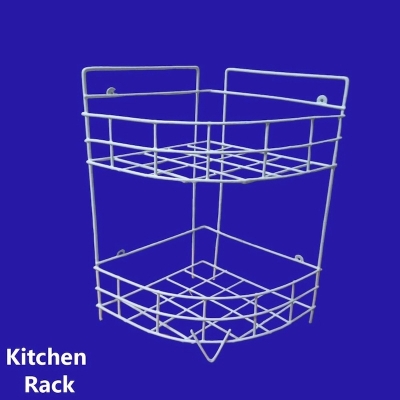 Picture of 2 Layer Hanging Corner Storage Rack Organizer Kitchen Rack Furniture Space Savers - Maximize Space With This 2-Step Hanging Corner Storage Rack , made is high quality iron stick-White