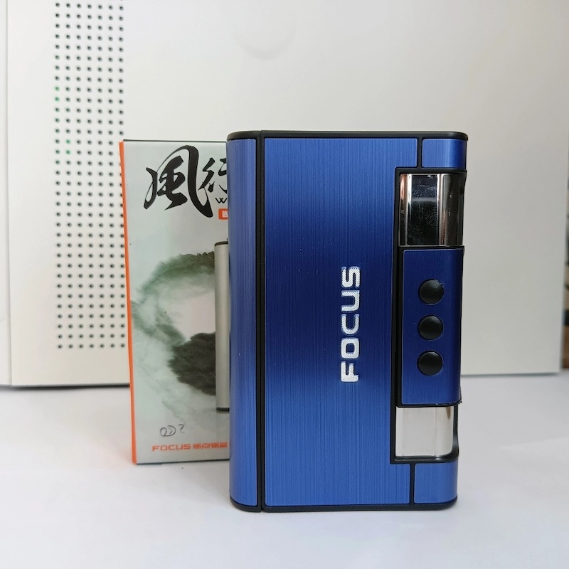 Picture of Focus-Cigarette Case 8pcs Cigarette-Capacity luxury Fashion funny  cigarette-box man Christmas gift-Blue