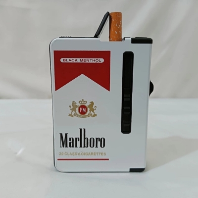 Picture of 1 pcs Marlboro Gas Lighter Inside Cigaarette Box Case Cigaarette Holder Automatic Storage Box white Marlboro-White