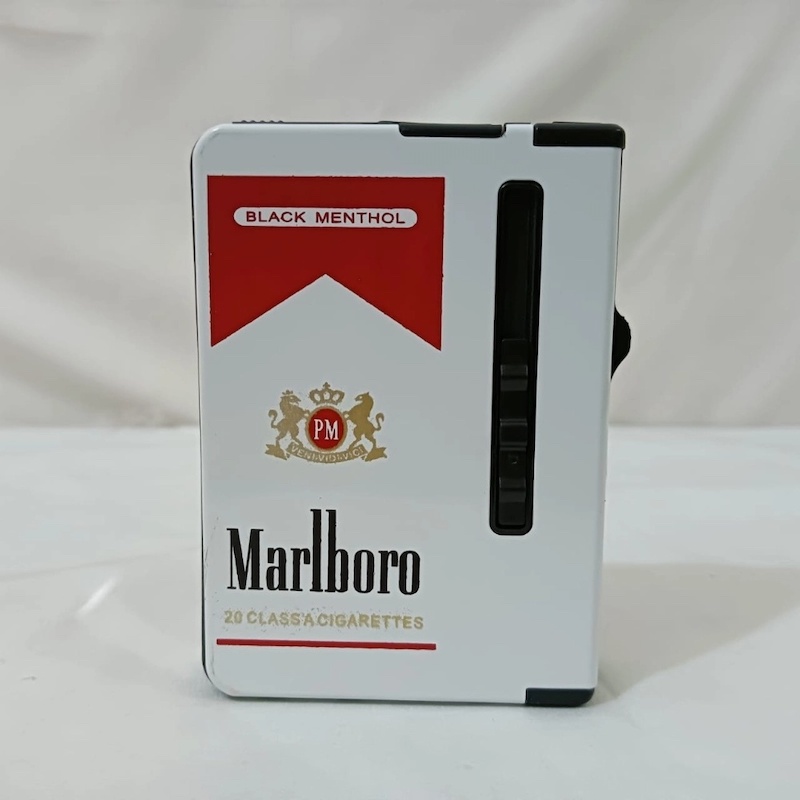 Picture of 1 pcs Marlboro Gas Lighter Inside Cigaarette Box Case Cigaarette Holder Automatic Storage Box white Marlboro-White
