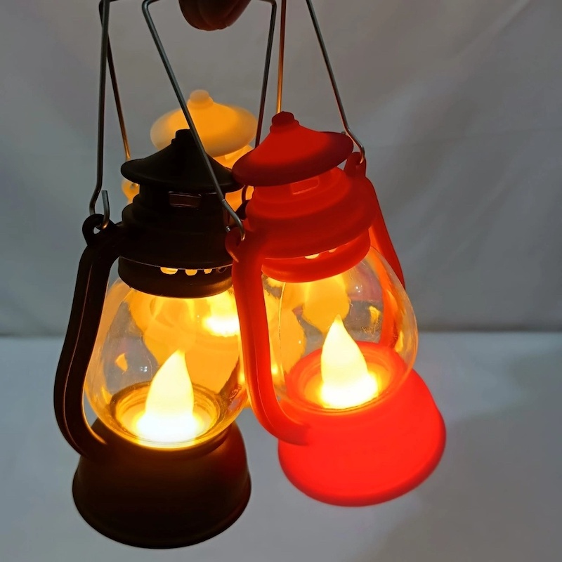 Picture of 1 pcs multicolour Halloween Small Night Light Portable Pumpkin Oil Lamps With Battery Electronic Candle Lights Home Party Decoration Lighting-Red