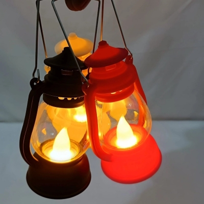 Picture of 1 pcs multicolour Halloween Small Night Light Portable Pumpkin Oil Lamps With Battery Electronic Candle Lights Home Party Decoration Lighting-Red