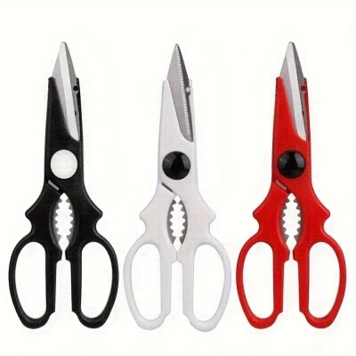 Picture of Multi-Functional Stainless Steel Kitchen Scissors - Heavy-Duty Household Food Scissors for Cutting Chicken Bones, Fish, Barbecue - Suitable for Ages 14+-Multicolor