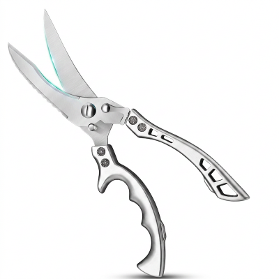 Picture of 1pc, Kitchen Scissors Chicken Bone Kitchen Shears Duck Cutter Stainless Steel Fish Scissors Scale Clean Cook Scissors Knife-Silver