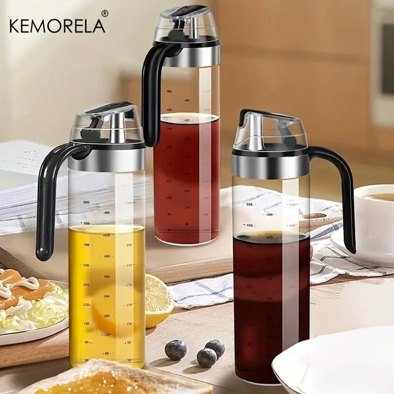 Picture of 1pc Cooking Seasoning Bottle, glass Oil Dispenser, Sauce Bottle 550ml capacity-Clear