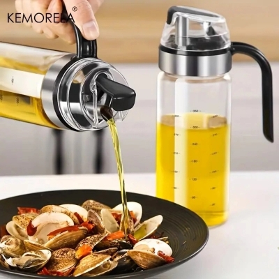 Picture of 1pc Cooking Seasoning Bottle, glass Oil Dispenser, Sauce Bottle 550ml capacity-Clear