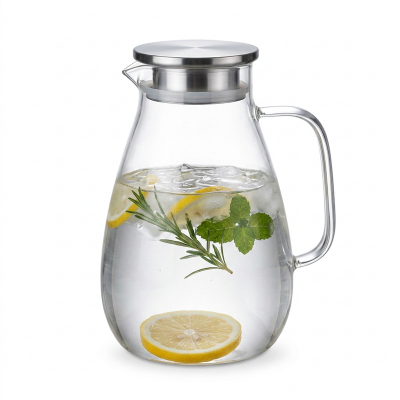 Picture of 1pc, Large Capacity 2600ML Glass Water Jug Set, High-Temperature Resistant, Borosilicate Glass Pitcher, Clear Cold Beverage Carafe, With Handle For Chilled Water, Juice, Tea-Clear