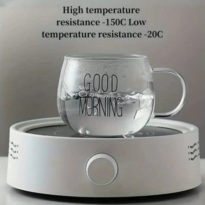 Picture of 1pc, Good Morning Glass Cup, 400ml/13.6oz High Borosilicate Glass Water Cup, Breakfast Oatmeal Cups, Summer Winter Drinkware-Clear