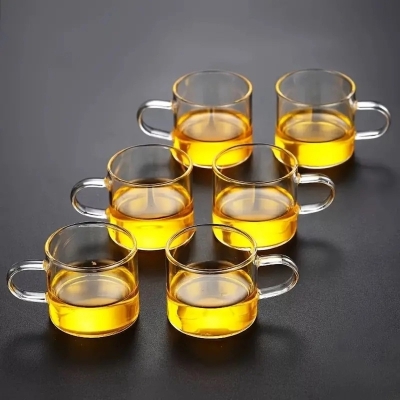 Picture of 6pcs Set of 220ml Insulated Glass Tea Cups, Multipurpose Use for Coffee, Juice - Reusable, Hand Wash Only Glass Accessories-Clear