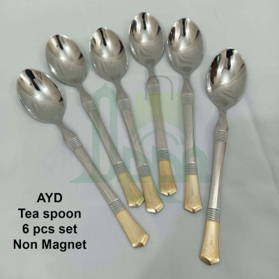 Picture of 6 pcs AYD Tea spoon, Non magnet mirror polish tea spoon imported spoon for home 15 cm long-Silver