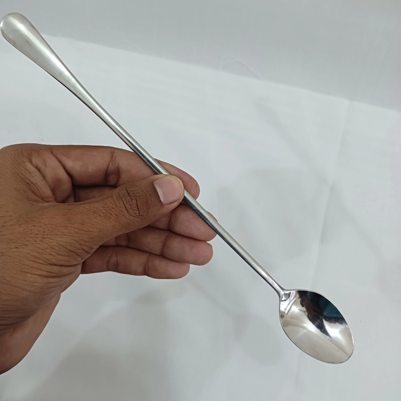 Picture of 6pcs long hundle spoon heavy long hundle pickle spoon silver color spoon carry design spoon 24 cm long pickle spoon-Silver