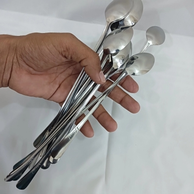 Picture of 12pcs/6pcs/3pcs/2pcs or 1pcs (that you order) long hundle spoon heavy long hundle pickle spoon silver color spoon carry design spoon 24 cm long pickle spoon