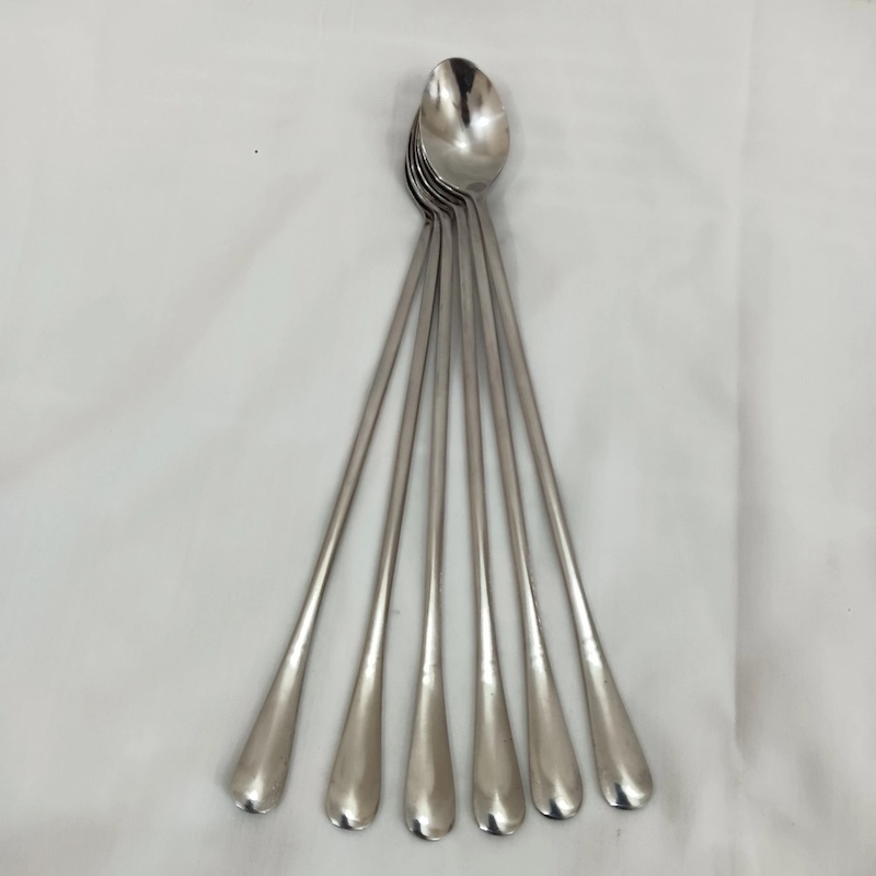 Picture of 12pcs/6pcs/3pcs/2pcs or 1pcs (that you order) long hundle spoon heavy long hundle pickle spoon silver color spoon carry design spoon 24 cm long pickle spoon